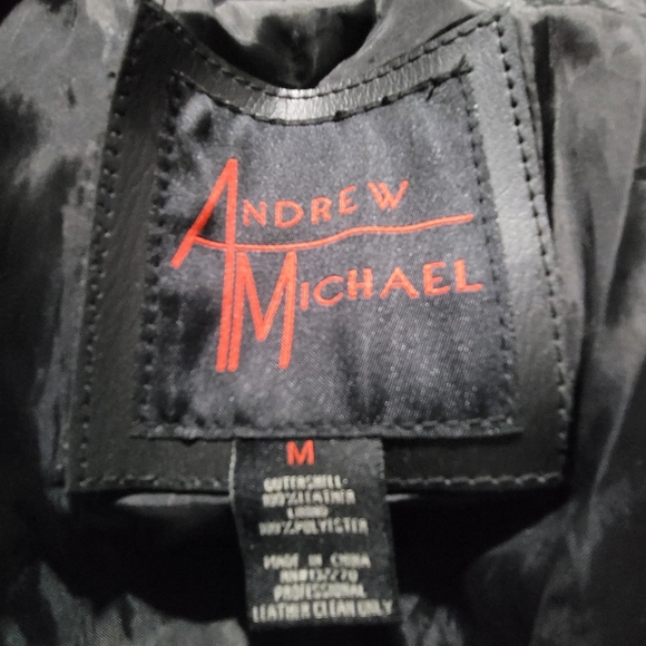 Andrew Michael Black Quilted Pattern with Rope Design Leather Jacket Sz Medium - Picture 8 of 8